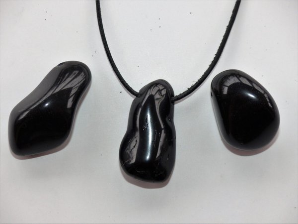 1 Trommelstein Gebohrt Obsidian XL (Mexiko) (A-Qualität)
