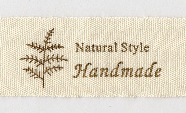 28 Einnäher Baumwolle Beige Aufdruck [Natural Style Handmade]