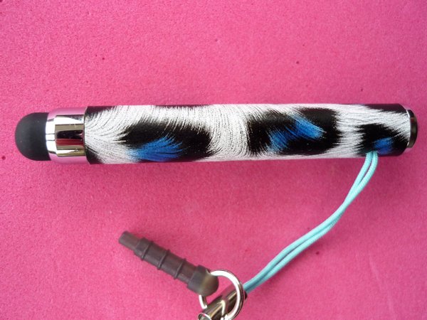 1 Touch Pen Luxus Weiß mit blauem Tigermuster