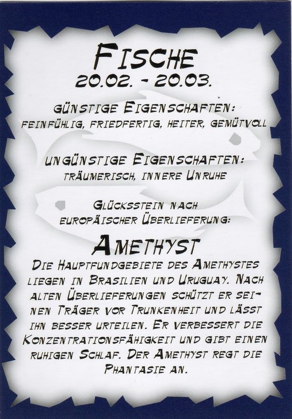 1 Sternzeichen Anhänger mit Amethyst Fische (20.02.-20.03.) (Bolivien)