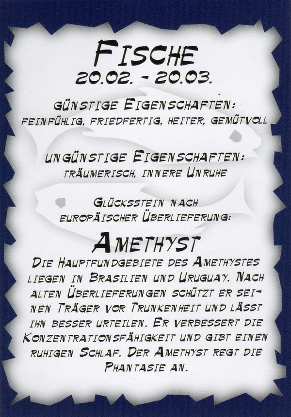 1 Sternzeichen Schlüsselanhänger Amethyst Fische (20.02.-20.03.)	 (Bolivien)