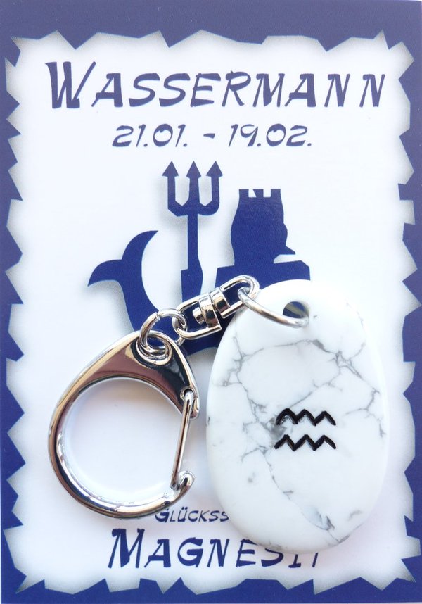 1 Sternzeichen Schlüsselanhänger Magnesit, Weiß Wassermann (21.01.-19.02.) (Simbabwe)