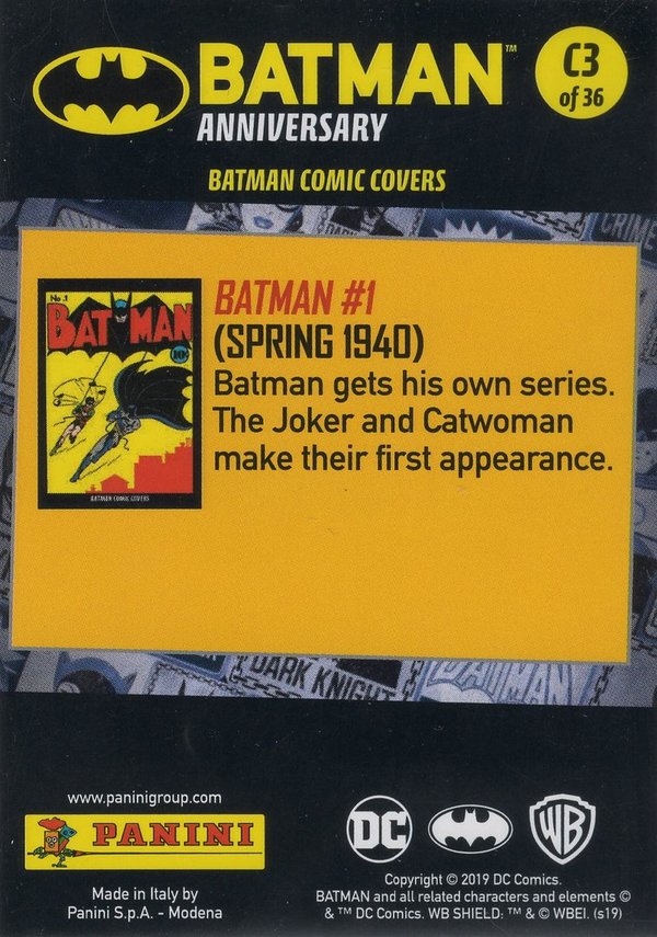 PANINI [80 Jahre Batman Anniversary] Trading Card Nr. C3