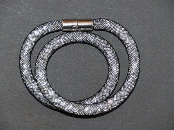 1 Stardust Kristall Armband, Wickelarmband Grau/Silber