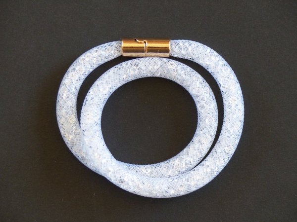 1 Stardust Kristall Armband, Wickelarmband Weiß/Gold