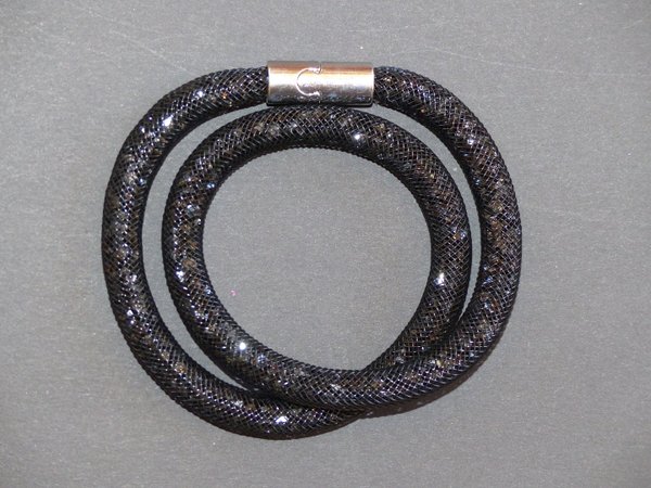1 Stardust Kristall Armband, Wickelarmband Schwarz