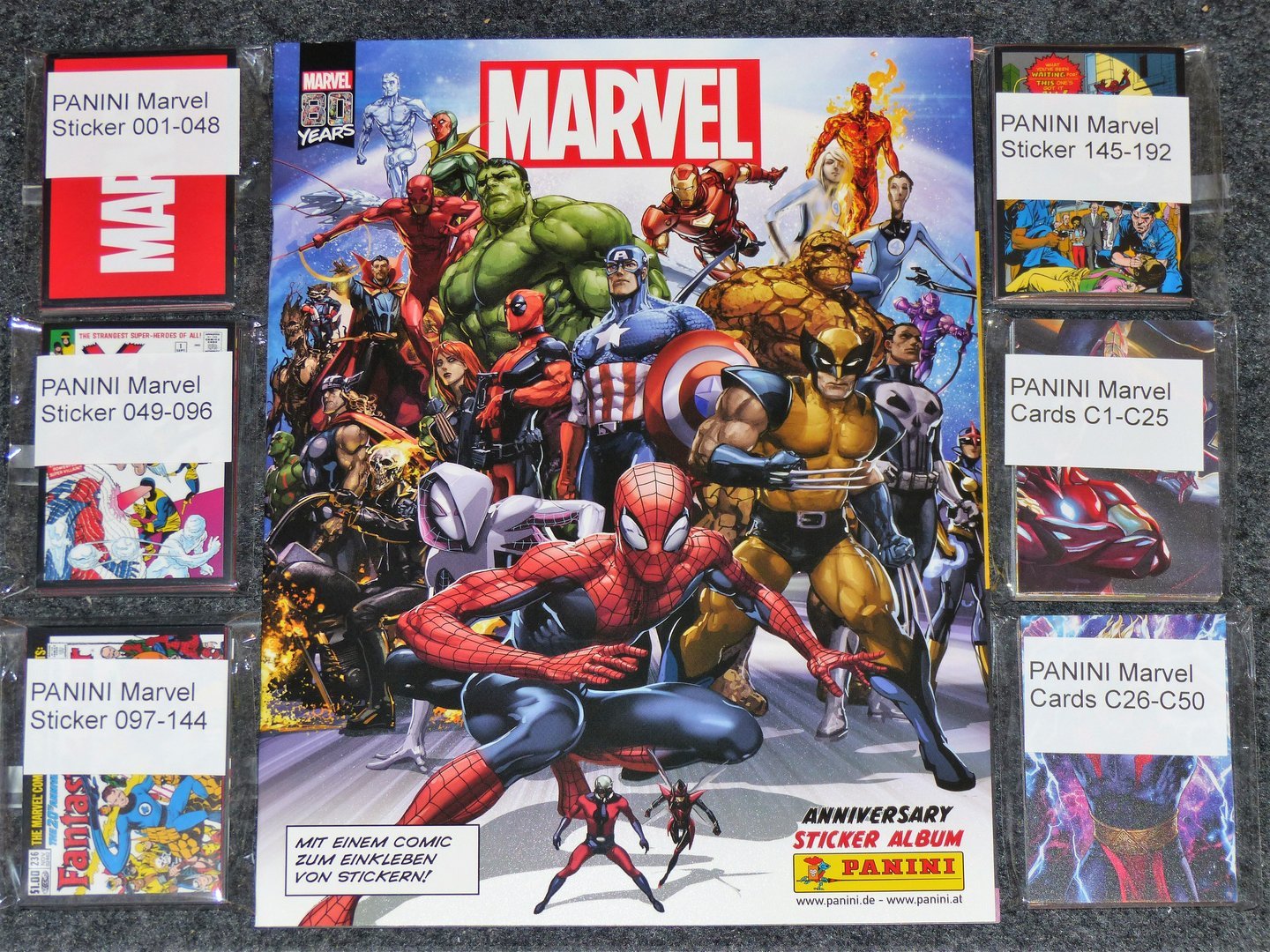192 Sticker/50 Cards PANINI 80 Jahre Marvel Anniversary Hybrid Sammelalbum inkl 